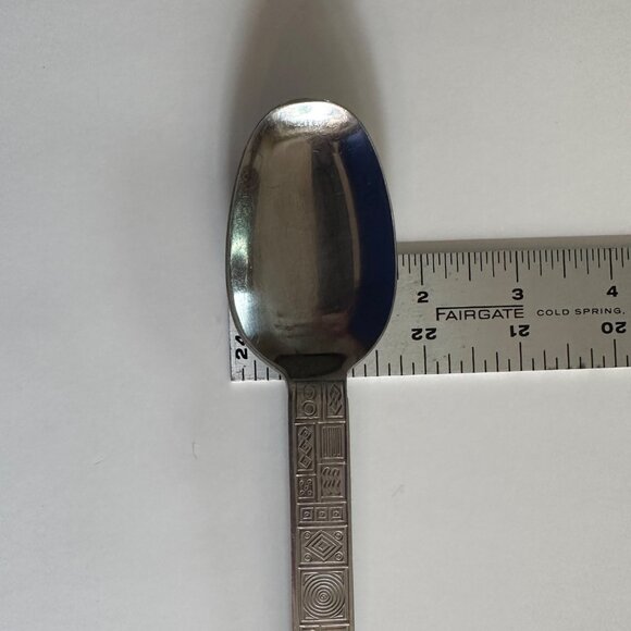 Serving Spoon Stainless Steel Aztec Pattern JPF3 JCPenney Flatware Slotted 2 PCS - Picture 11 of 13